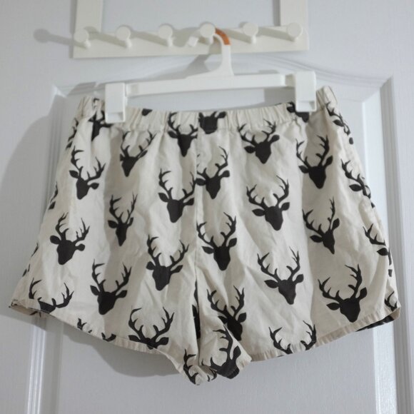 Modern Figleaf Deer Antler Lounge Wear boxer shorts size M 100% cotton - Picture 2 of 6
